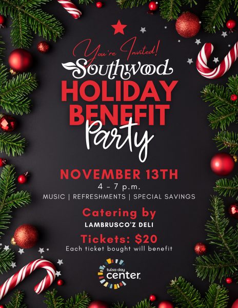 Southwood Holiday Benefit Party 2025 flyer. November 13 from 4 to 7 p.m.