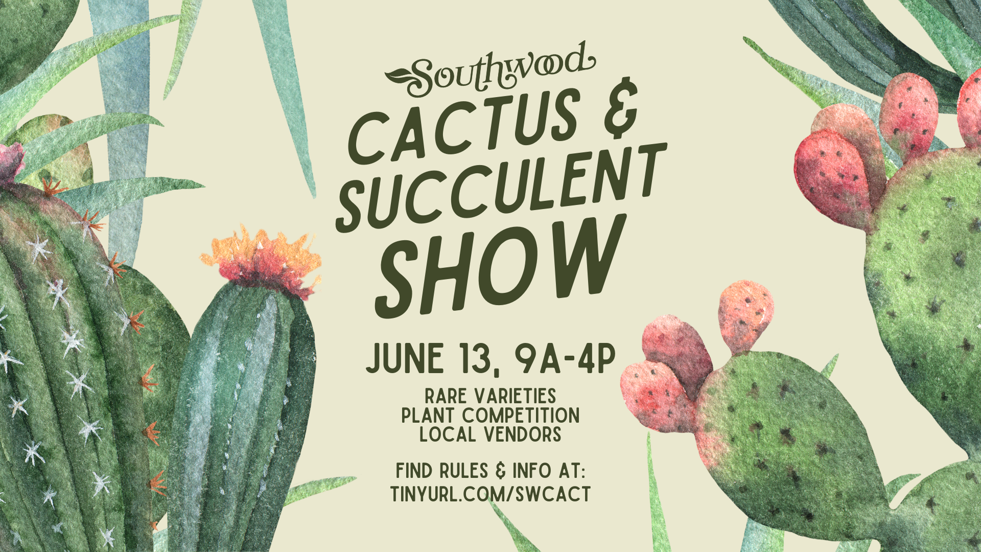 Cactus & Succulent Show at Southwood Landscape and Garden Center on June 13, 2026, from 9 a.m. to 4 p.m.