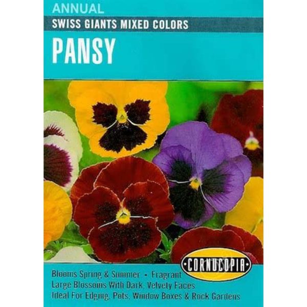 Seed Pack Cornucopia Pansy Swiss Giants Mixed Colors