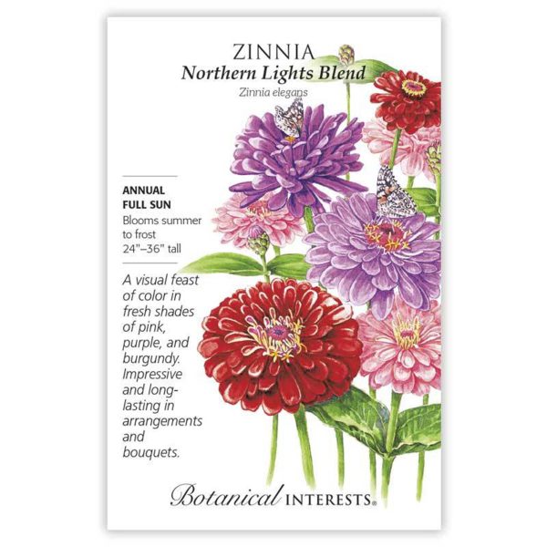 Seed Pack Botanical Interests Zinnia Northern Lights Blend