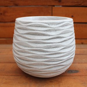 Cody Fiber Clay Round Pot 6"H - White