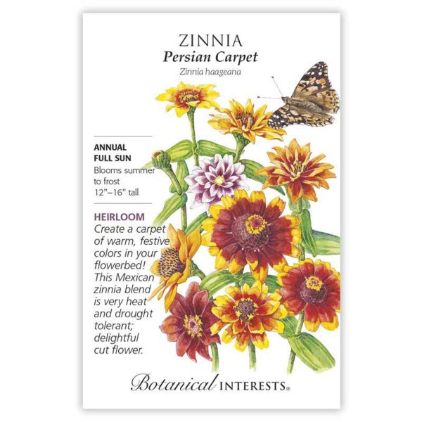 Seed Pack Botanical Interests Zinnia Persian Carpet