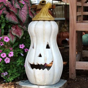 Pumpkin Tall Chiminea White 22"