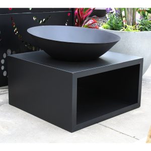 Fire Bowl With Log Storage Black