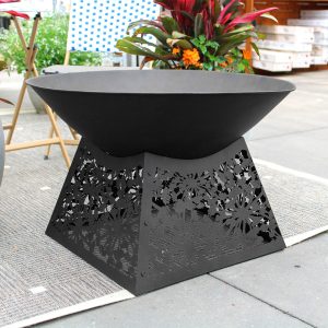 Fire Bowl With Stand Cut Out Black