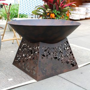 Fire Bowl With Stand Cut Out Brown